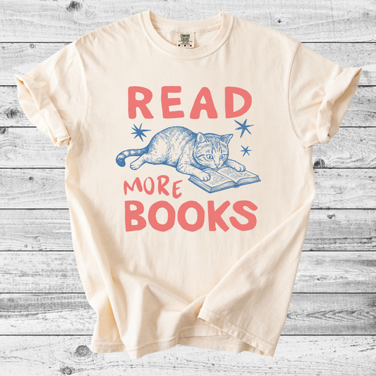Read More Books Cat T-Shirt | Cute Cat & Book Lover Gift