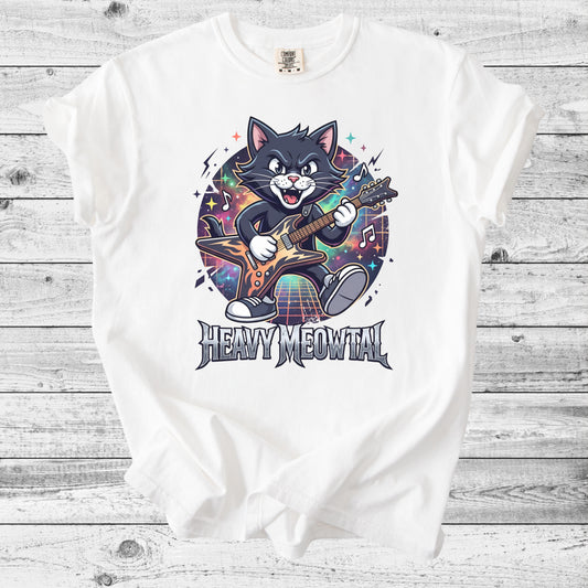 Heavy Meowtal Guitar Cat T-Shirt | Funny Rock Cat Mom Gift
