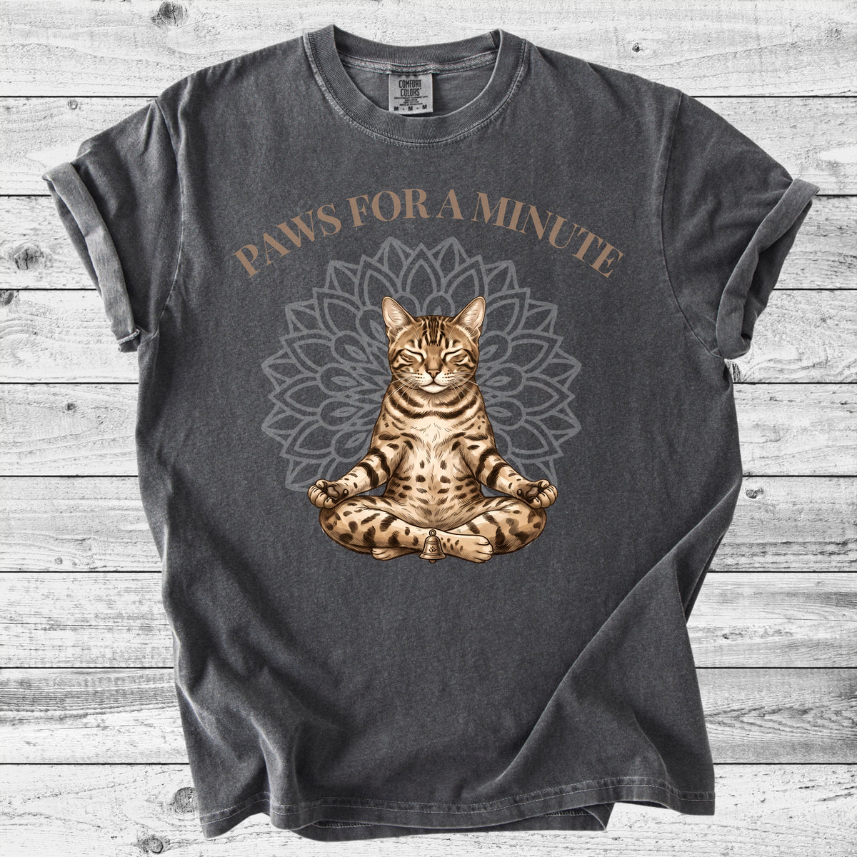 Paws For a Minute Yoga Cat T-Shirt | Calm Cat Lover Gift