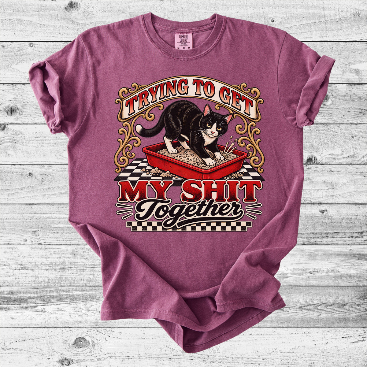 Trying to Get My Life Together Cat T-Shirt | Funny Cat Mom Gift