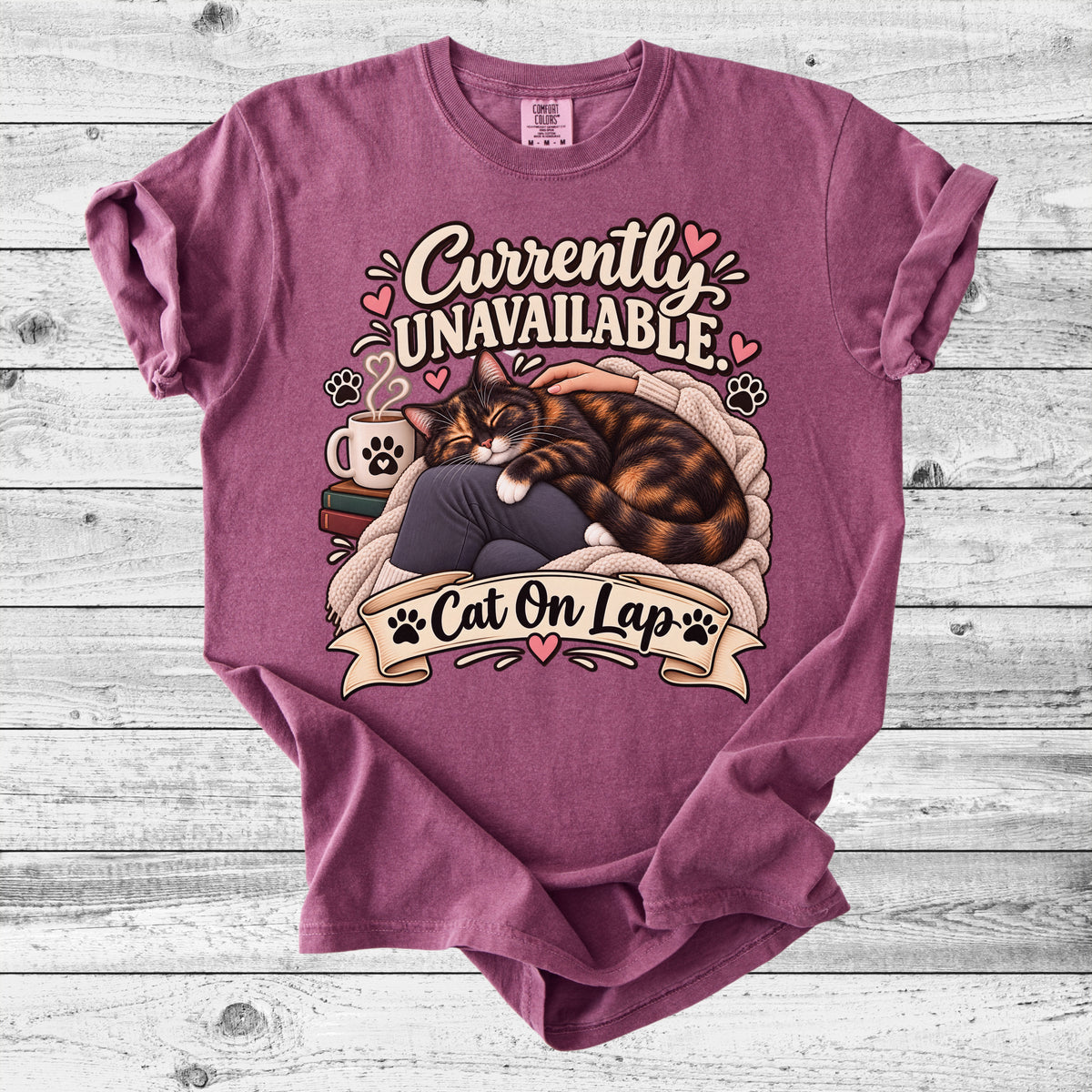 Currently Unavailable: Cat On My Lap T-Shirt | Funny Cat Mom Gift