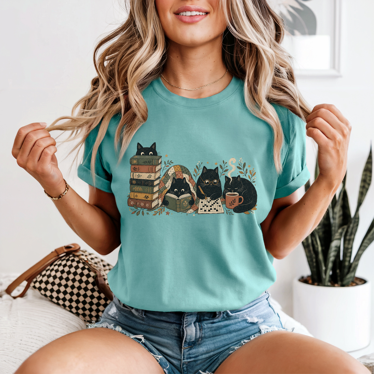 Cozy Cat Book Club T-Shirt | Cute Cat & Book Lover Gift