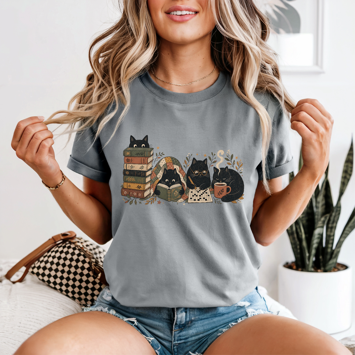 Cozy Cat Book Club T-Shirt | Cute Cat & Book Lover Gift