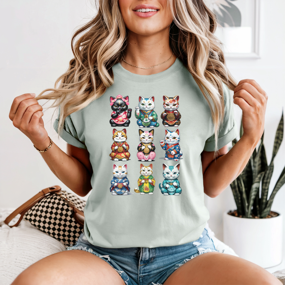 Maneki Neko Lucky Cat T-Shirt | Cute Collectible Cat Gift