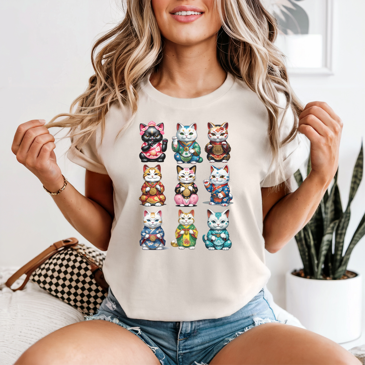 Maneki Neko Lucky Cat T-Shirt | Cute Collectible Cat Gift