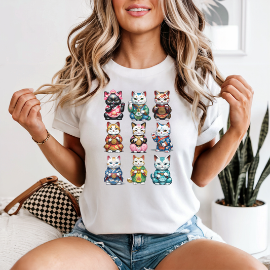 Maneki Neko Lucky Cat T-Shirt | Cute Collectible Cat Gift