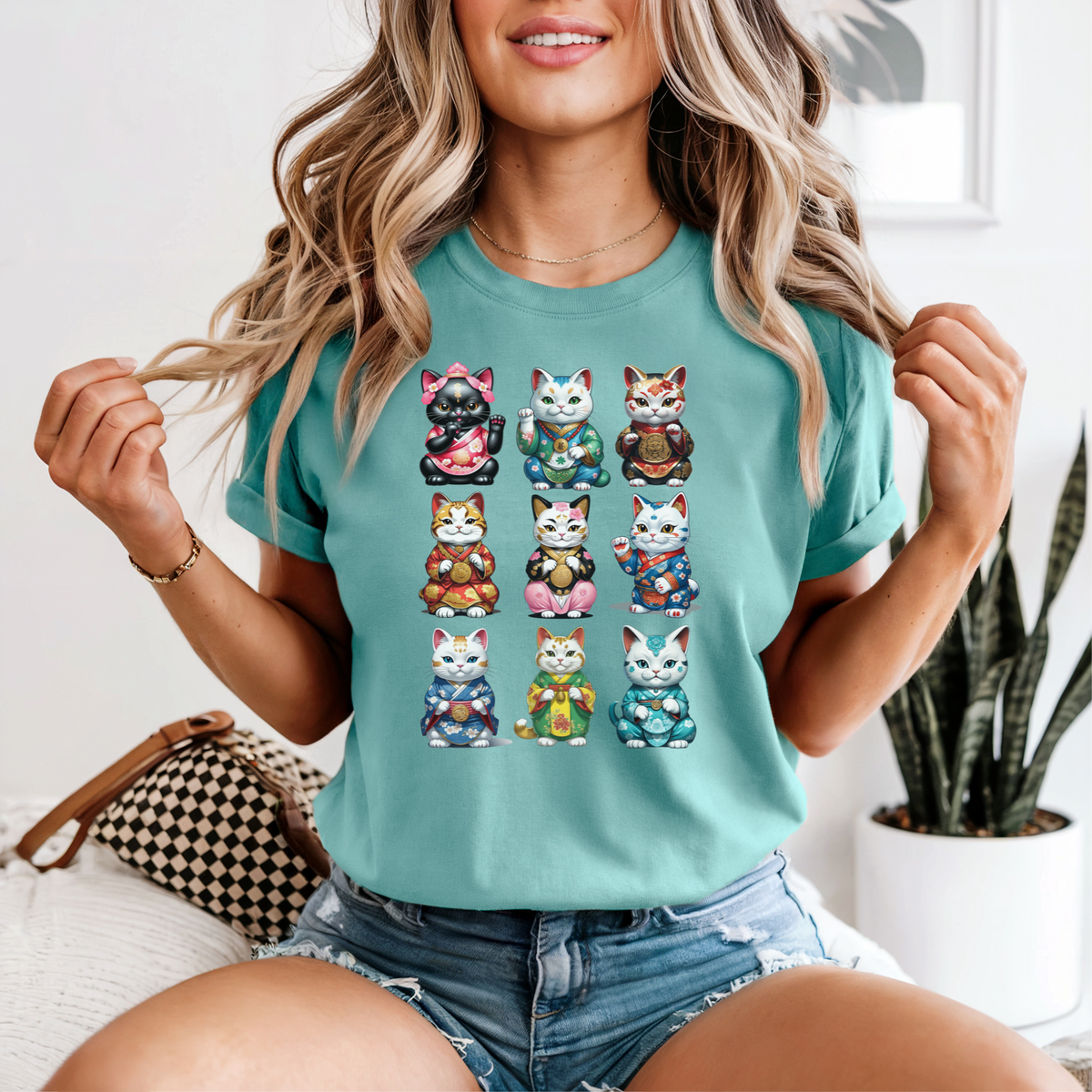 Maneki Neko Lucky Cat T-Shirt | Cute Collectible Cat Gift