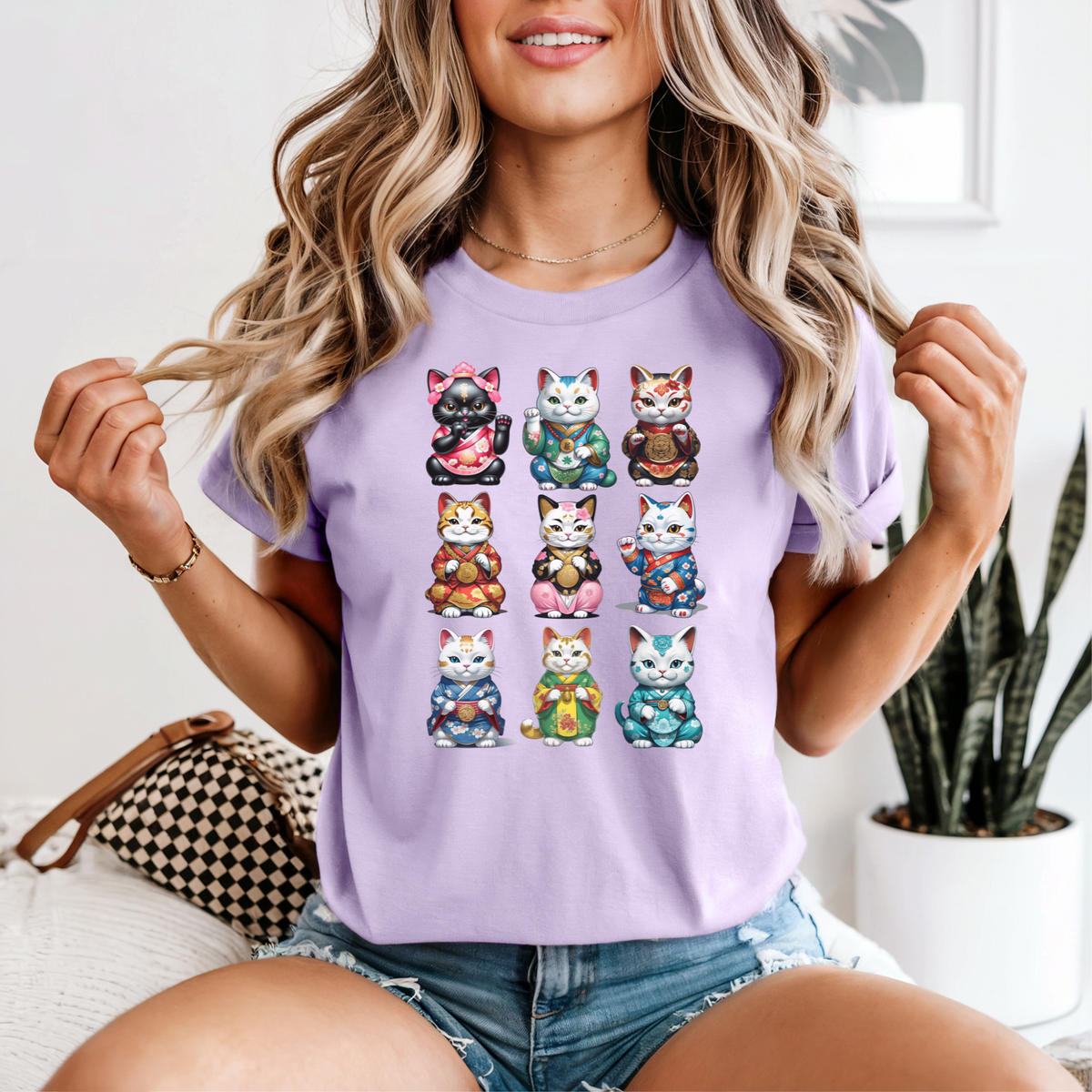 Maneki Neko Lucky Cat T-Shirt | Cute Collectible Cat Gift