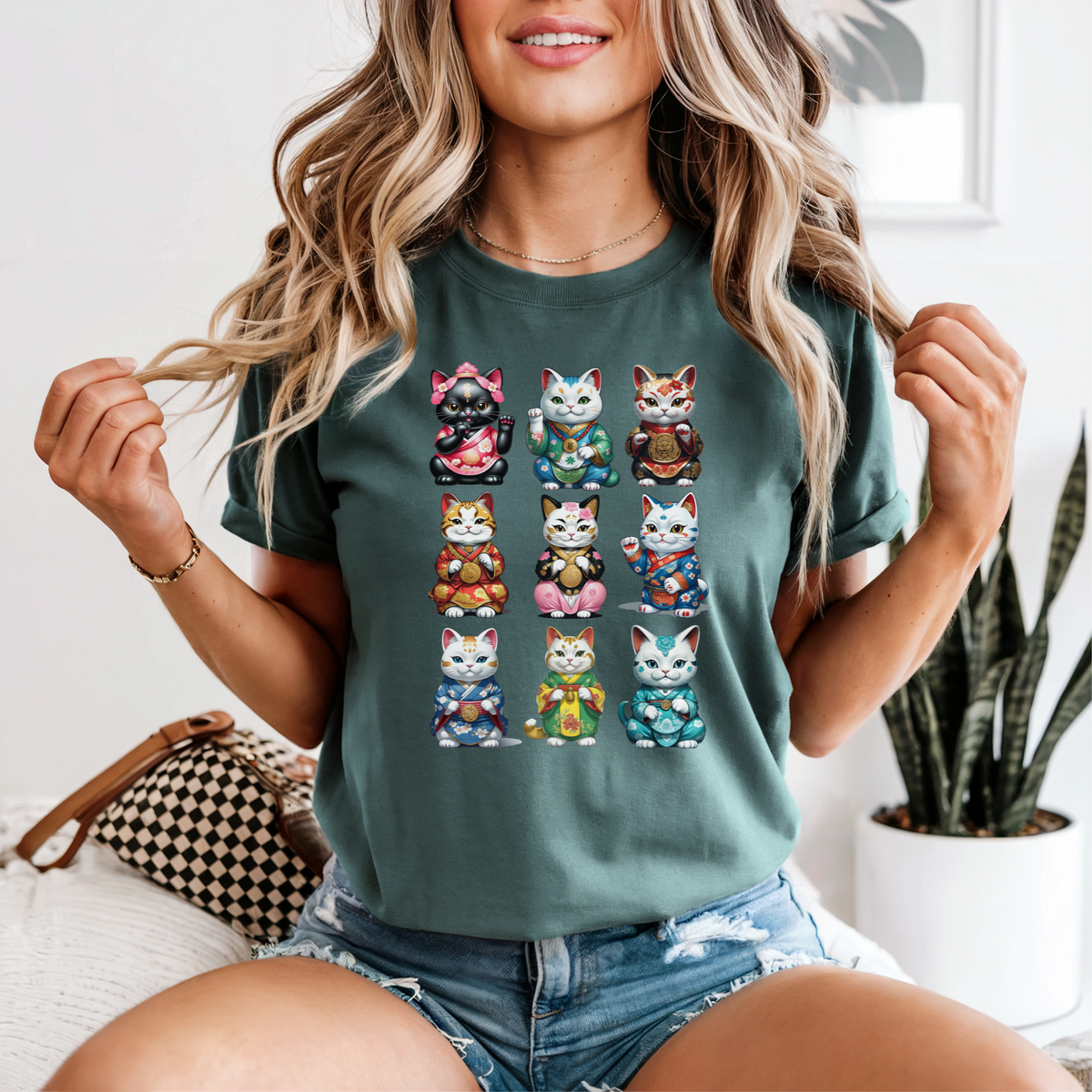 Maneki Neko Lucky Cat T-Shirt | Cute Collectible Cat Gift
