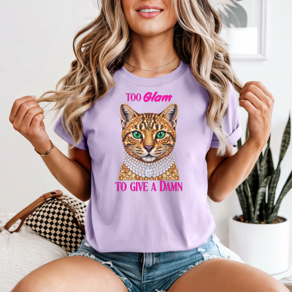 Too Glam To Give A Damn Cat T-Shirt | Sassy Cat Lover Gift