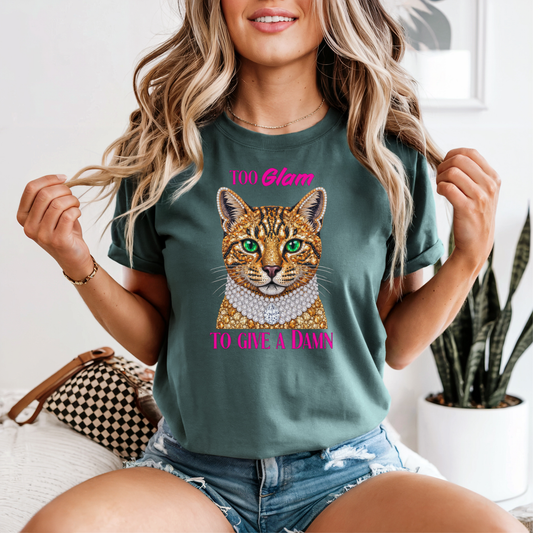 Too Glam To Give A Damn Cat T-Shirt | Sassy Cat Lover Gift