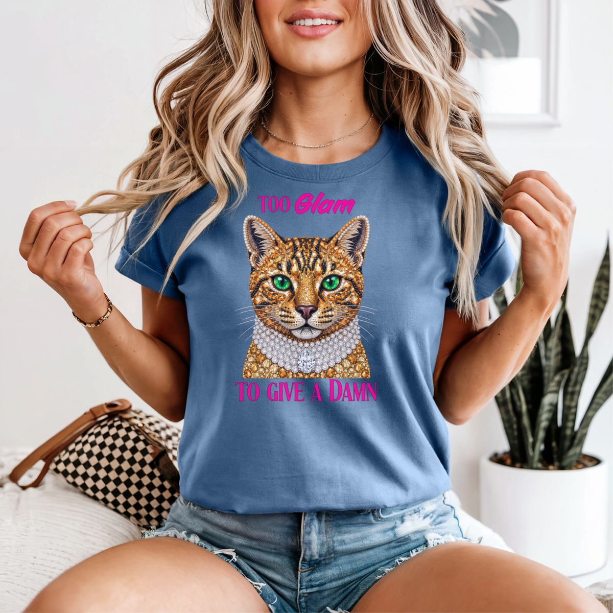 Too Glam To Give A Damn Cat T-Shirt | Sassy Cat Lover Gift