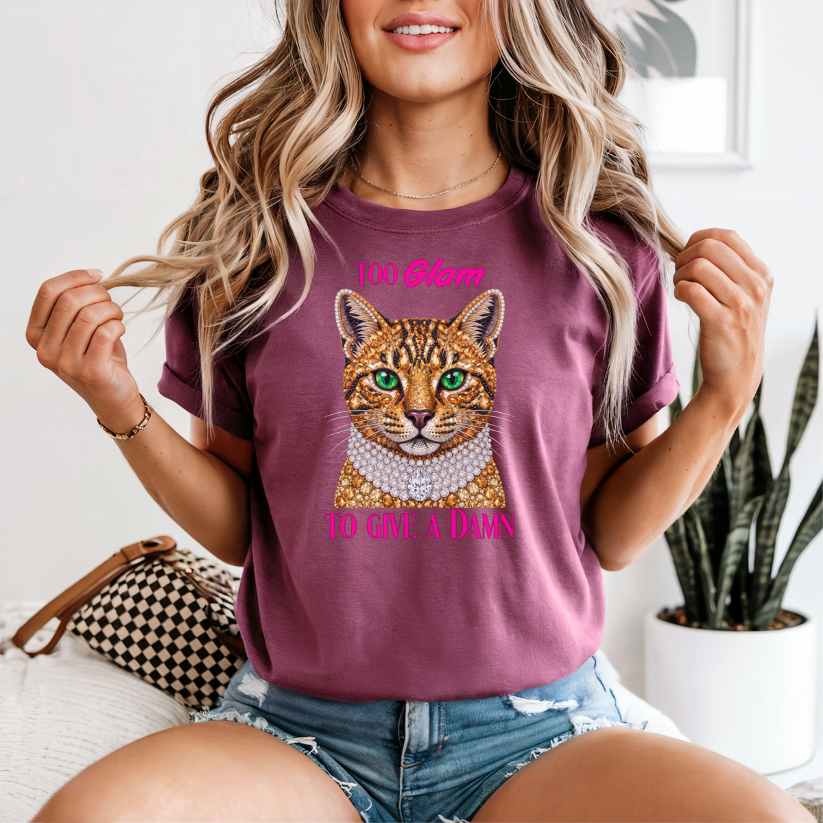 Too Glam To Give A Damn Cat T-Shirt | Sassy Cat Lover Gift