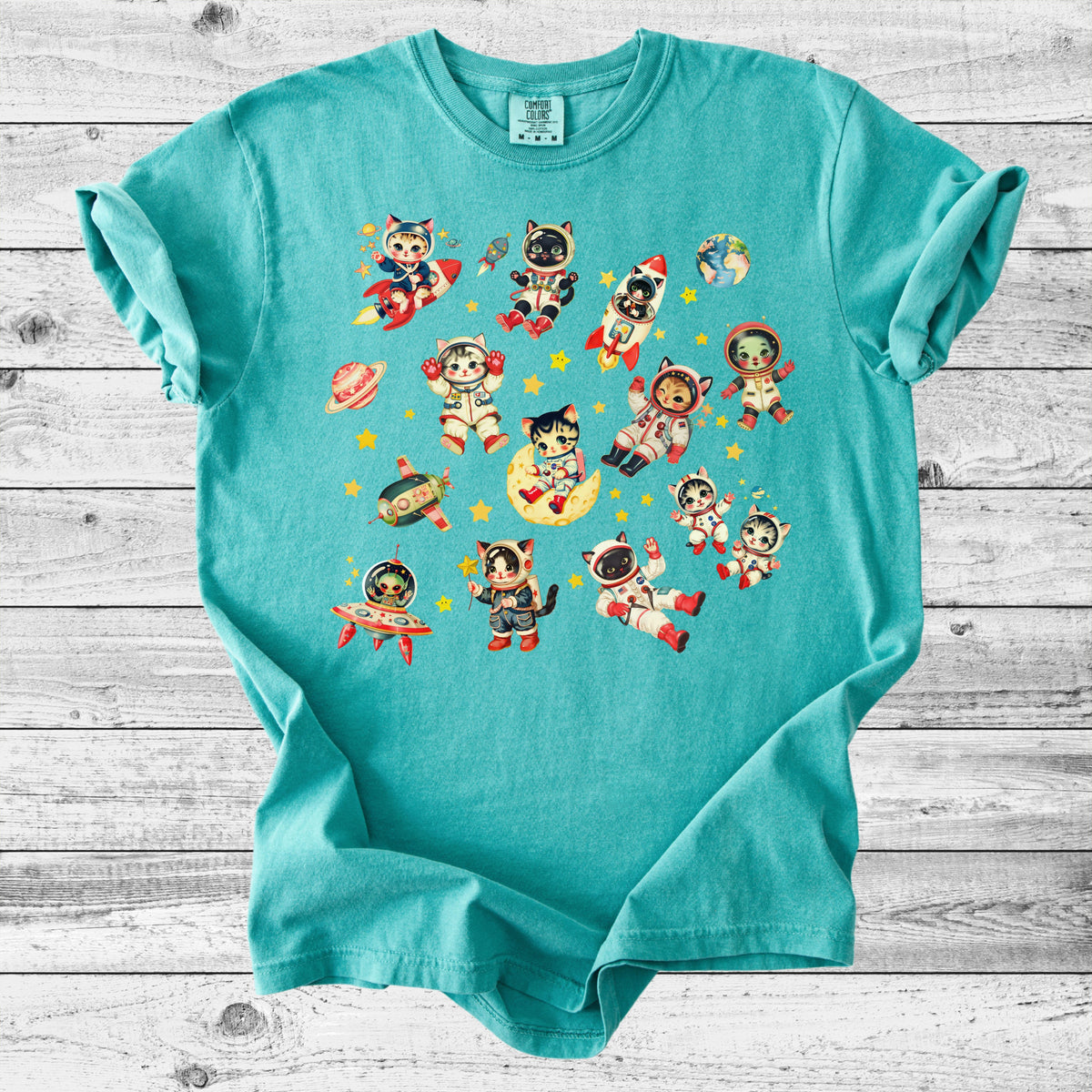 Retro Space Cats T-Shirt | Cute Cat Lover Gift