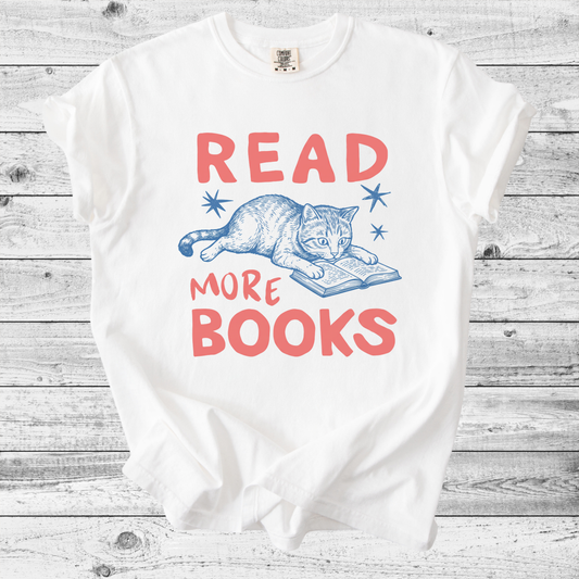 Read More Books Cat T-Shirt | Cute Cat & Book Lover Gift