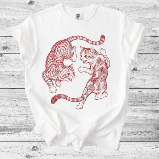 Asian Yin Yang Cats T-Shirt | Unique Cat Mom Gift