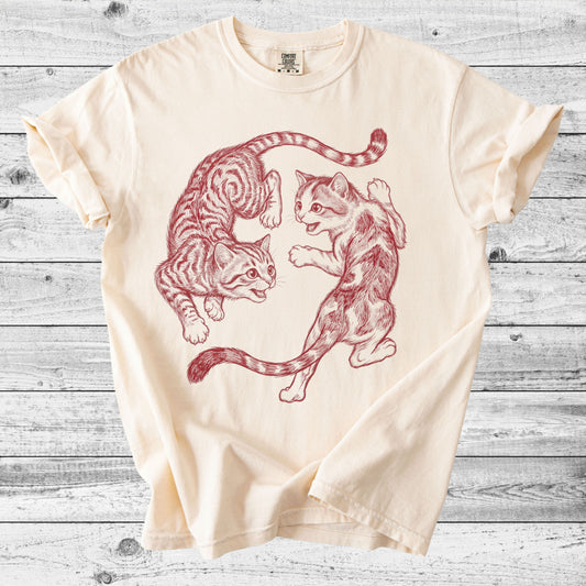 Asian Yin Yang Cats T-Shirt | Unique Cat Mom Gift