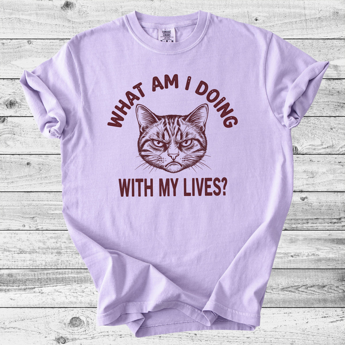What Am I Doing With My Lives? Cat T-Shirt | Funny Sarcastic Cat Gift