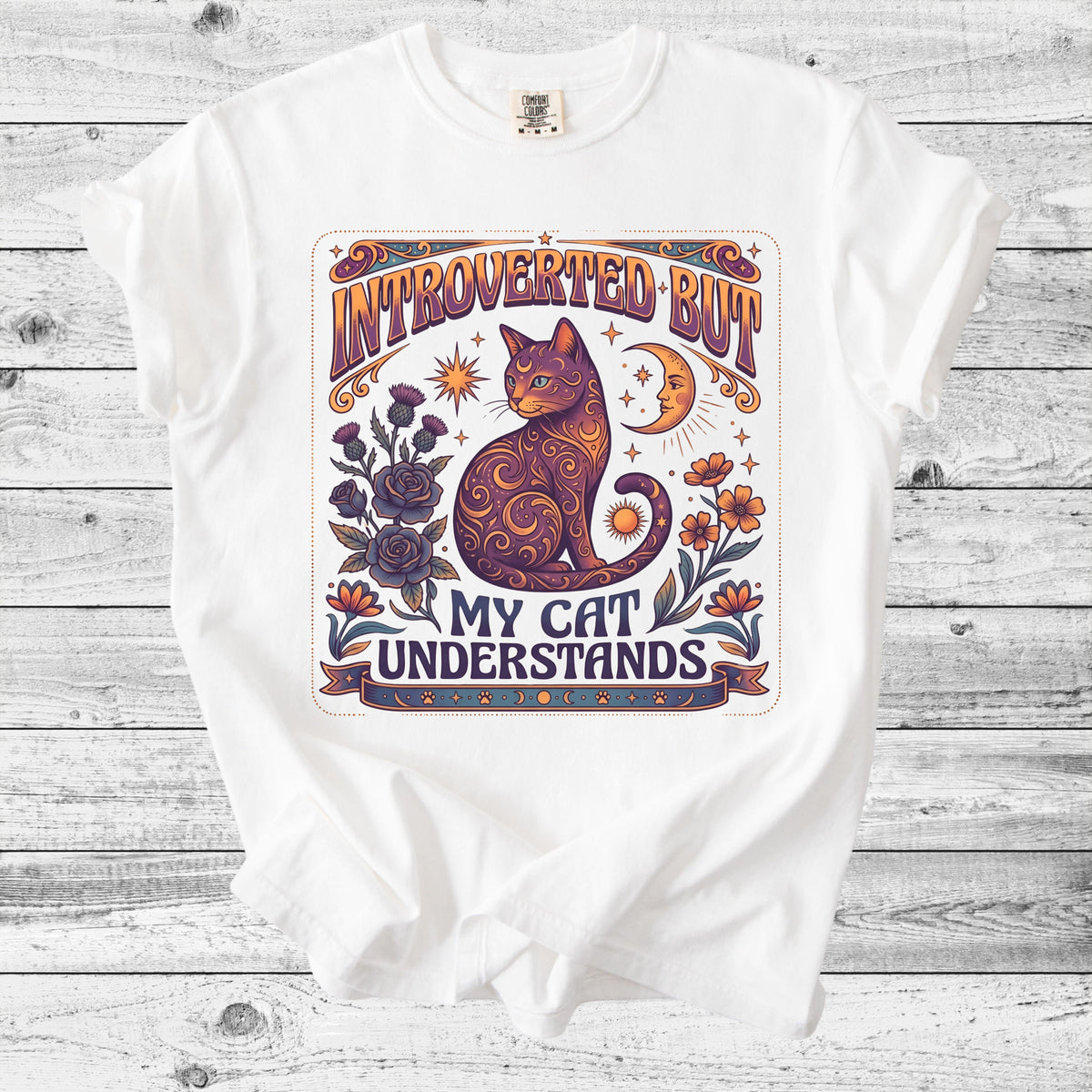 Introverted But My Cat Understands T-Shirt | Introvert Cat Mom Gift