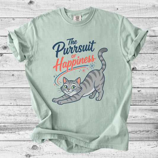The Purrsuit of Happiness Cat T-Shirt | Cute Cat Mom Gift