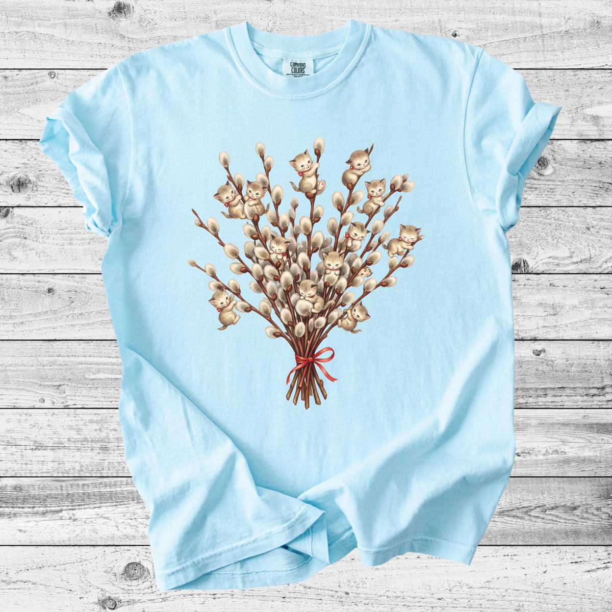 Vintage Pussy Willow Cat T-Shirt | Cozy Cat & Nature Lover Gift