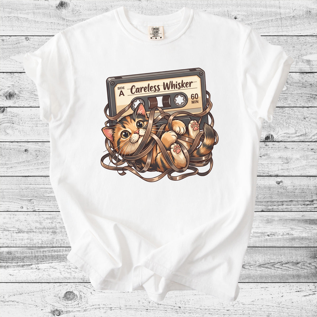 Careless Whisker Cassette Cat T-Shirt | Retro Cat Lover Gift