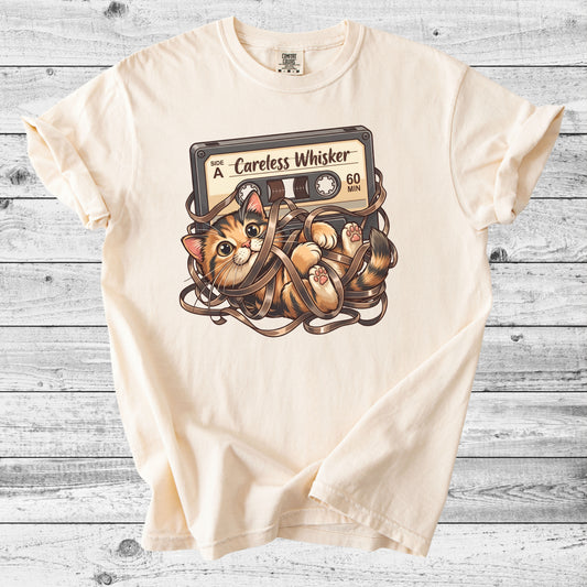 Careless Whisker Cassette Cat T-Shirt | Retro Cat Lover Gift