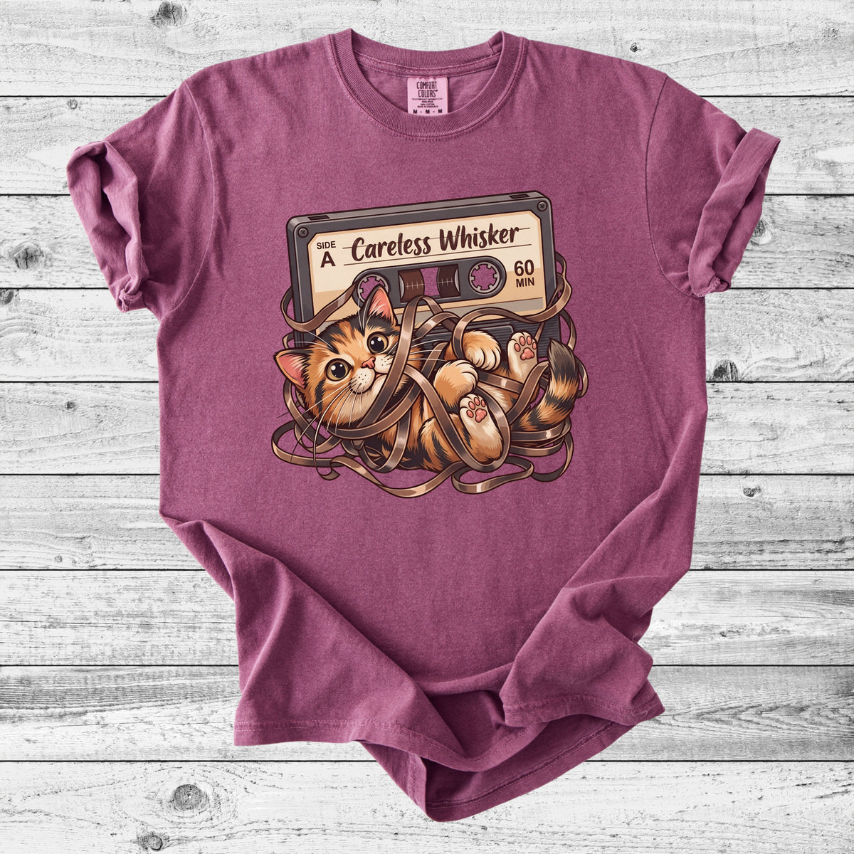 Careless Whisker Cassette Cat T-Shirt | Retro Cat Lover Gift