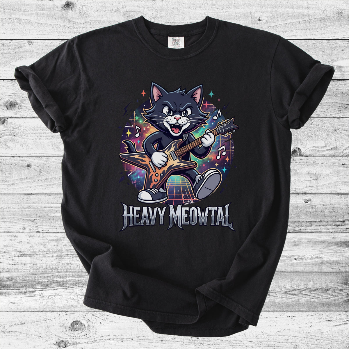 Heavy Meowtal Guitar Cat T-Shirt | Funny Rock Cat Mom Gift