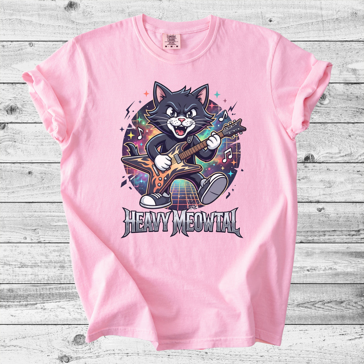 Heavy Meowtal Guitar Cat T-Shirt | Funny Rock Cat Mom Gift