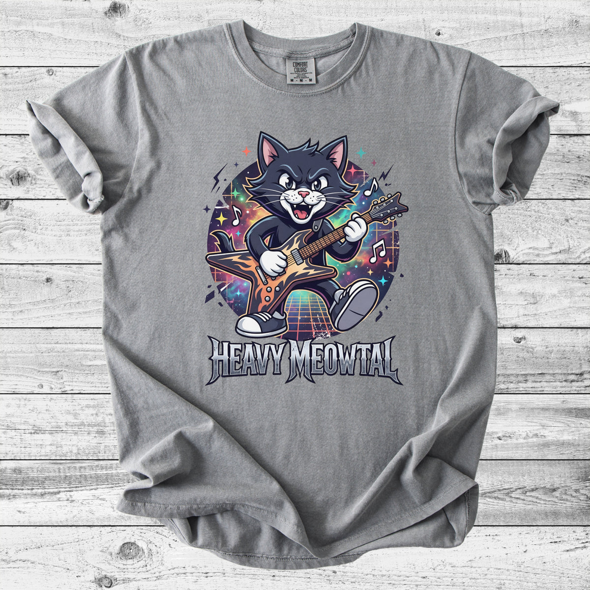 Heavy Meowtal Guitar Cat T-Shirt | Funny Rock Cat Mom Gift