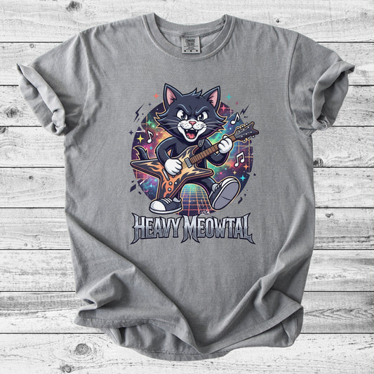 Heavy Meowtal Guitar Cat T-Shirt | Funny Rock Cat Mom Gift