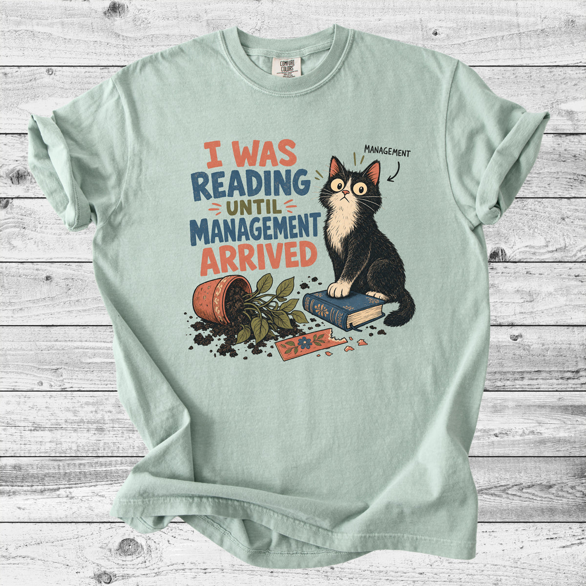 Cat Knocked Over My Book T-Shirt | Funny Bookish Cat Mom Gift