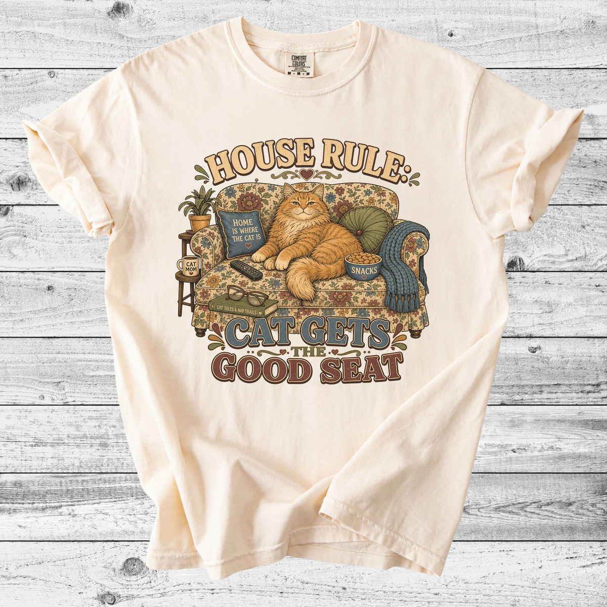 House Rule: Cat Gets the Good Seat T-Shirt | Funny Cat Mom Gift