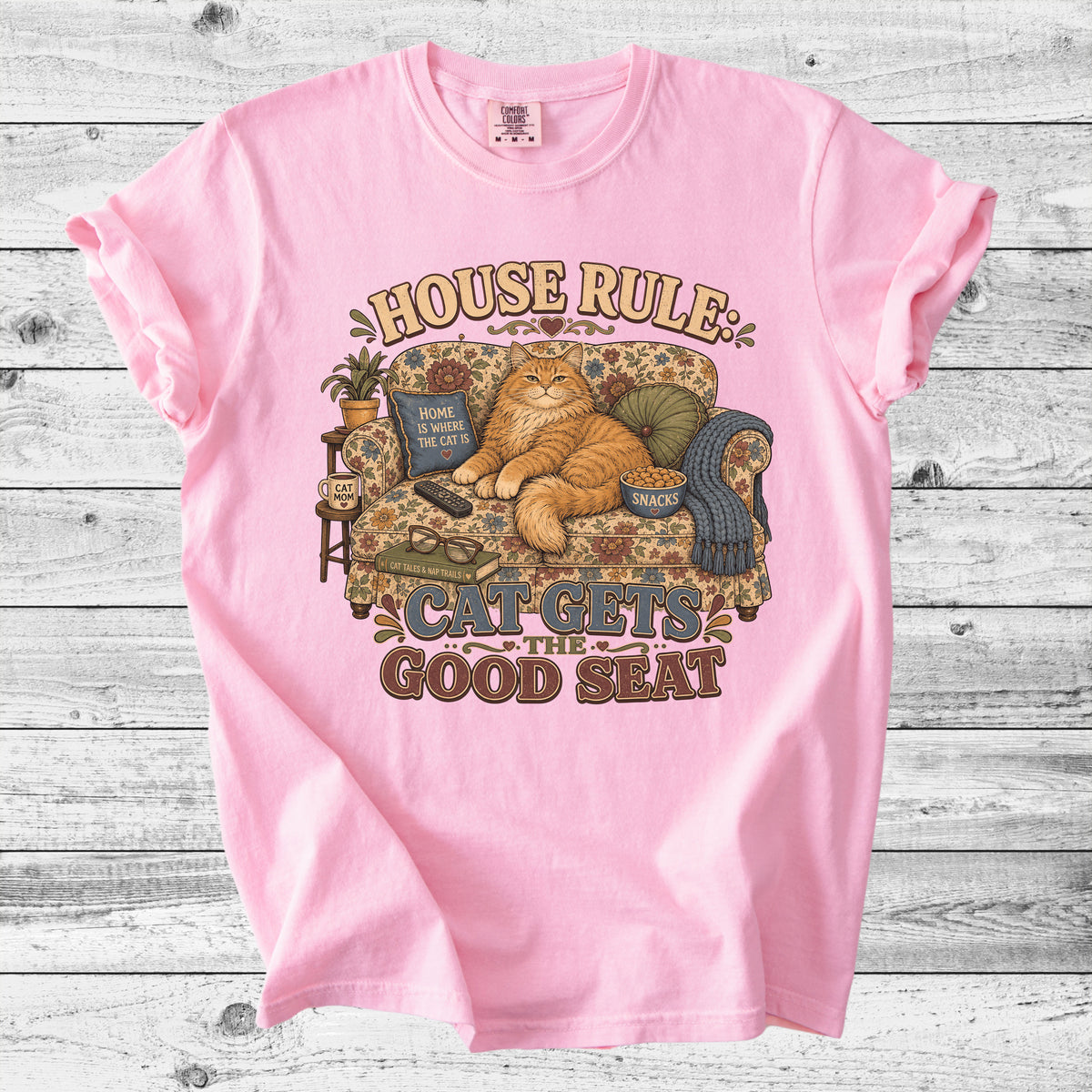 House Rule: Cat Gets the Good Seat T-Shirt | Funny Cat Mom Gift