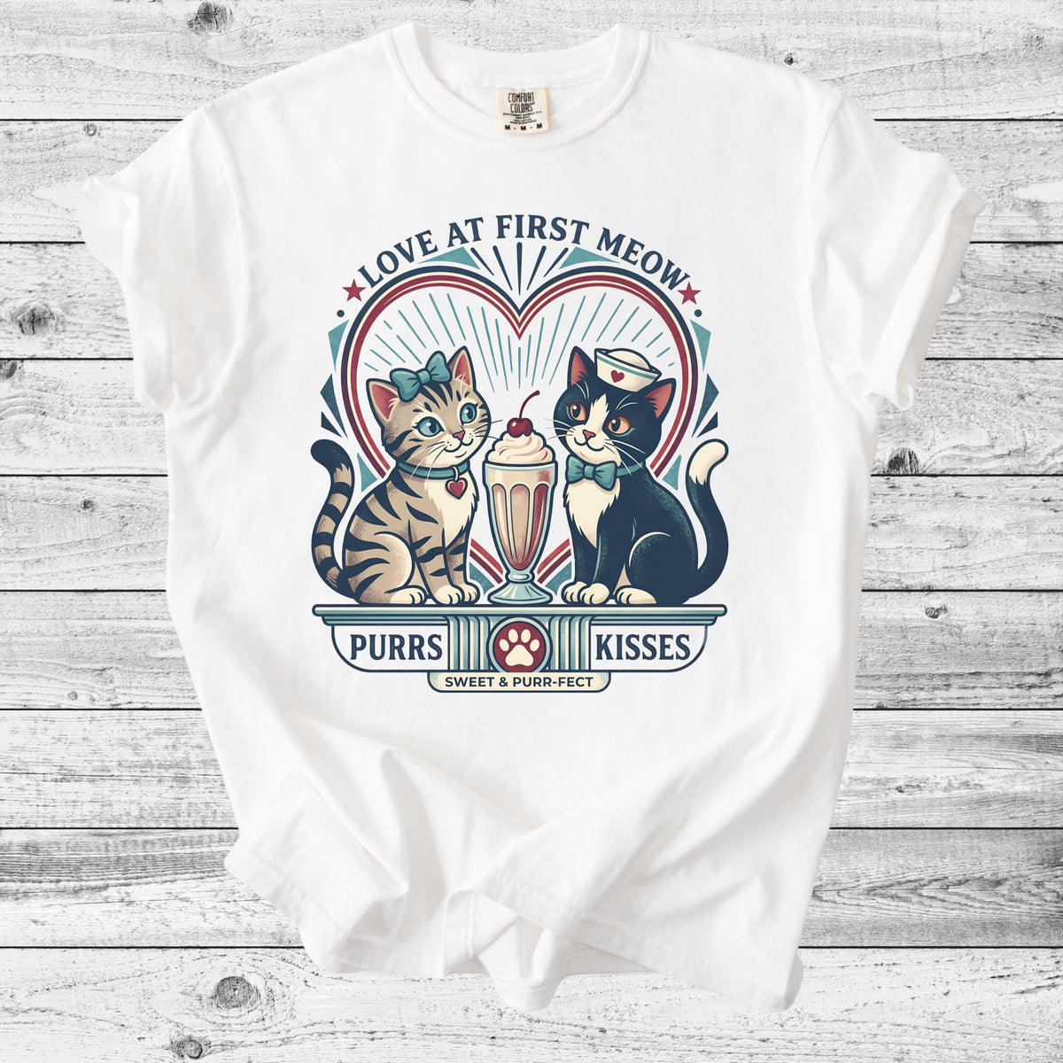 Retro Diner Cats T-Shirt | Vintage Cat Lover Gift