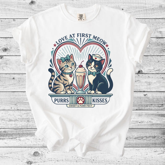 Retro Diner Cats T-Shirt | Vintage Cat Lover Gift
