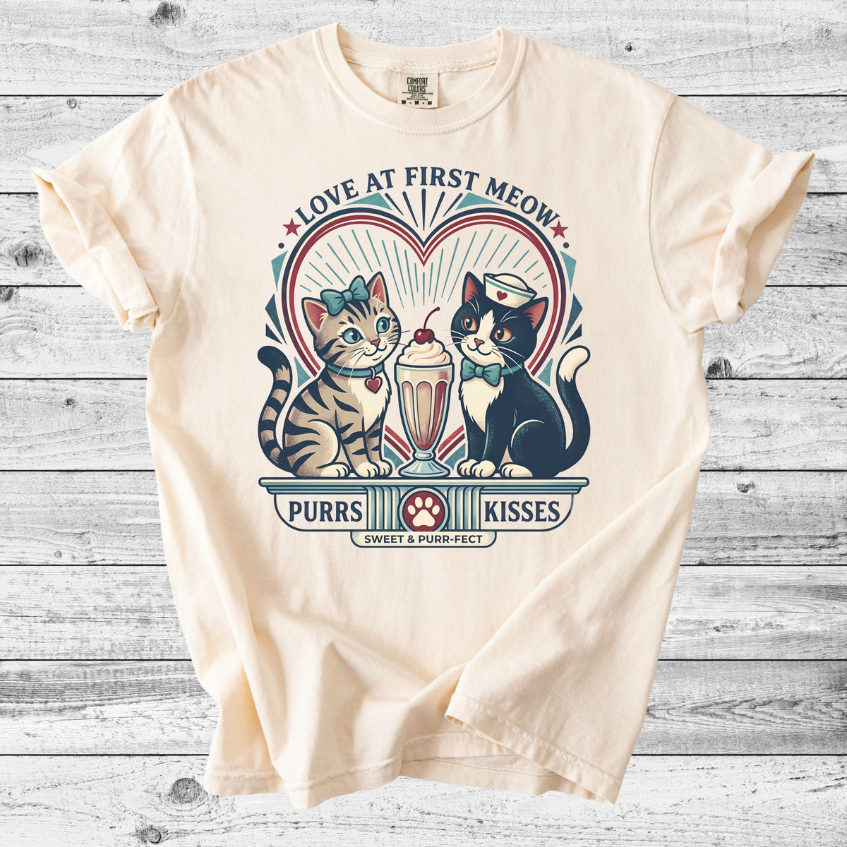 Retro Diner Cats T-Shirt | Vintage Cat Lover Gift
