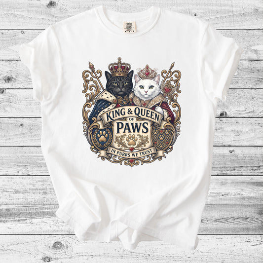 King & Queen of Paws T-Shirt | Cute Cat Mom Gift
