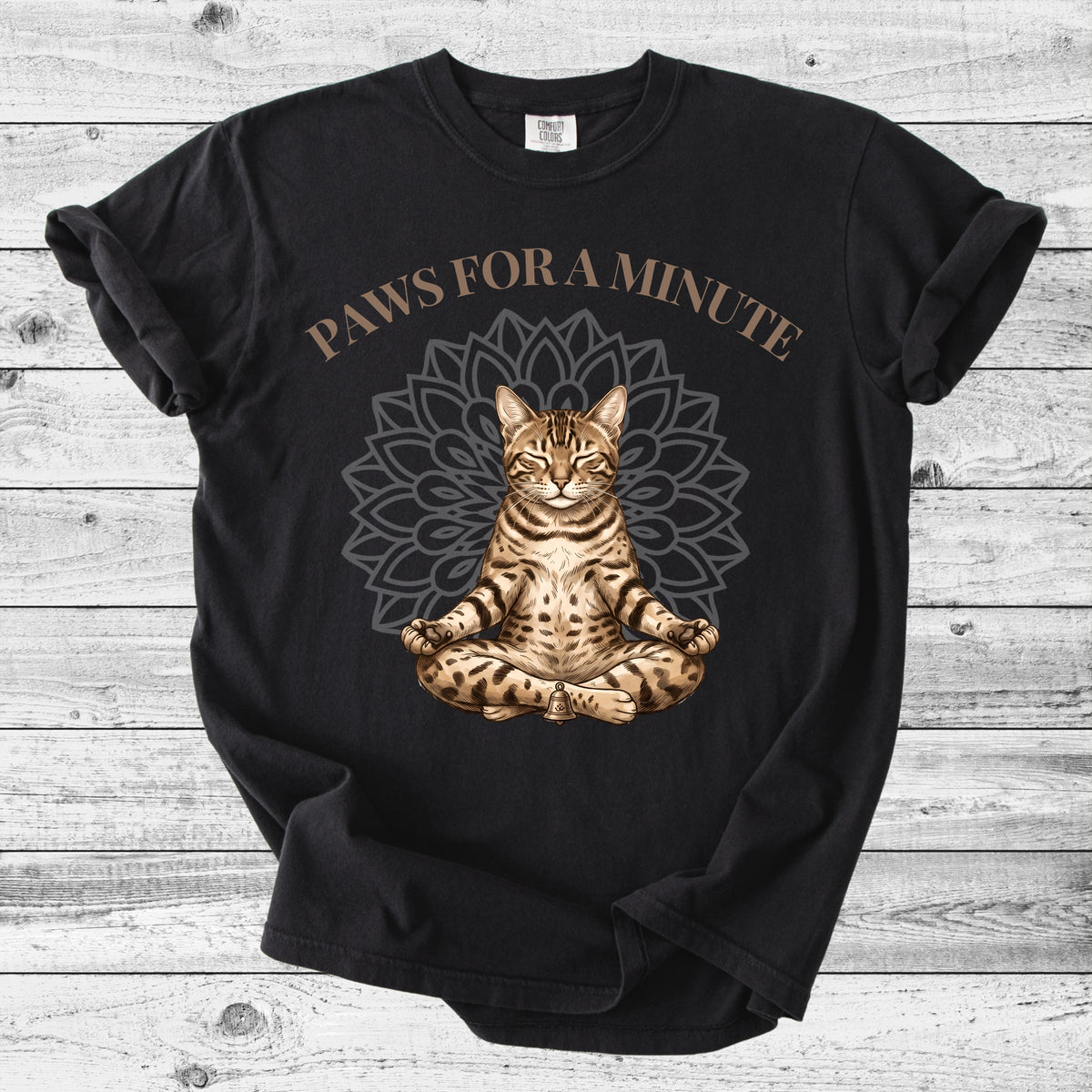 Paws For a Minute Yoga Cat T-Shirt | Calm Cat Lover Gift