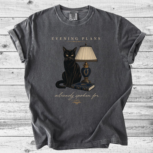 Evening Plans Already Spoken For Cat T-Shirt | Cozy Cat Lover Gift