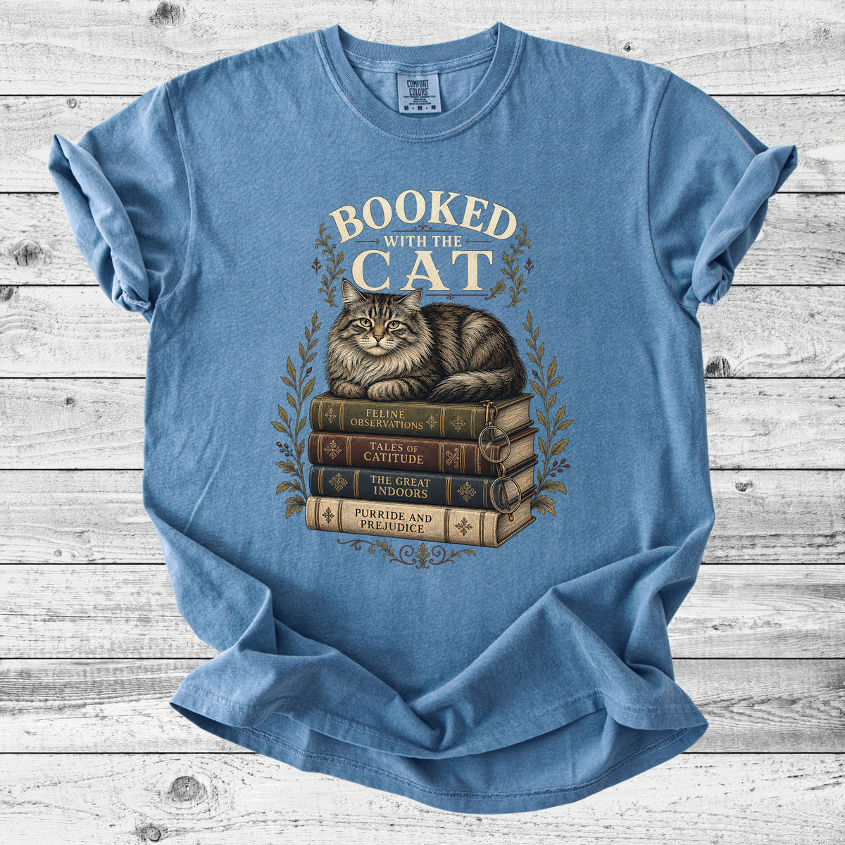 Booked With The Cat T-Shirt | Cute Cat & Book Lover Gift