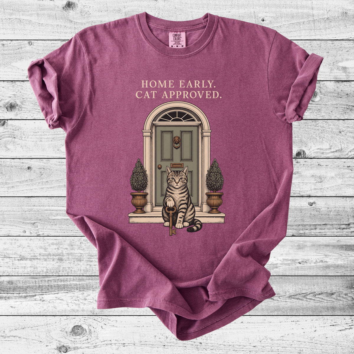 Home Early, Cat Approved T-Shirt | Introvert Cat Mom Gift
