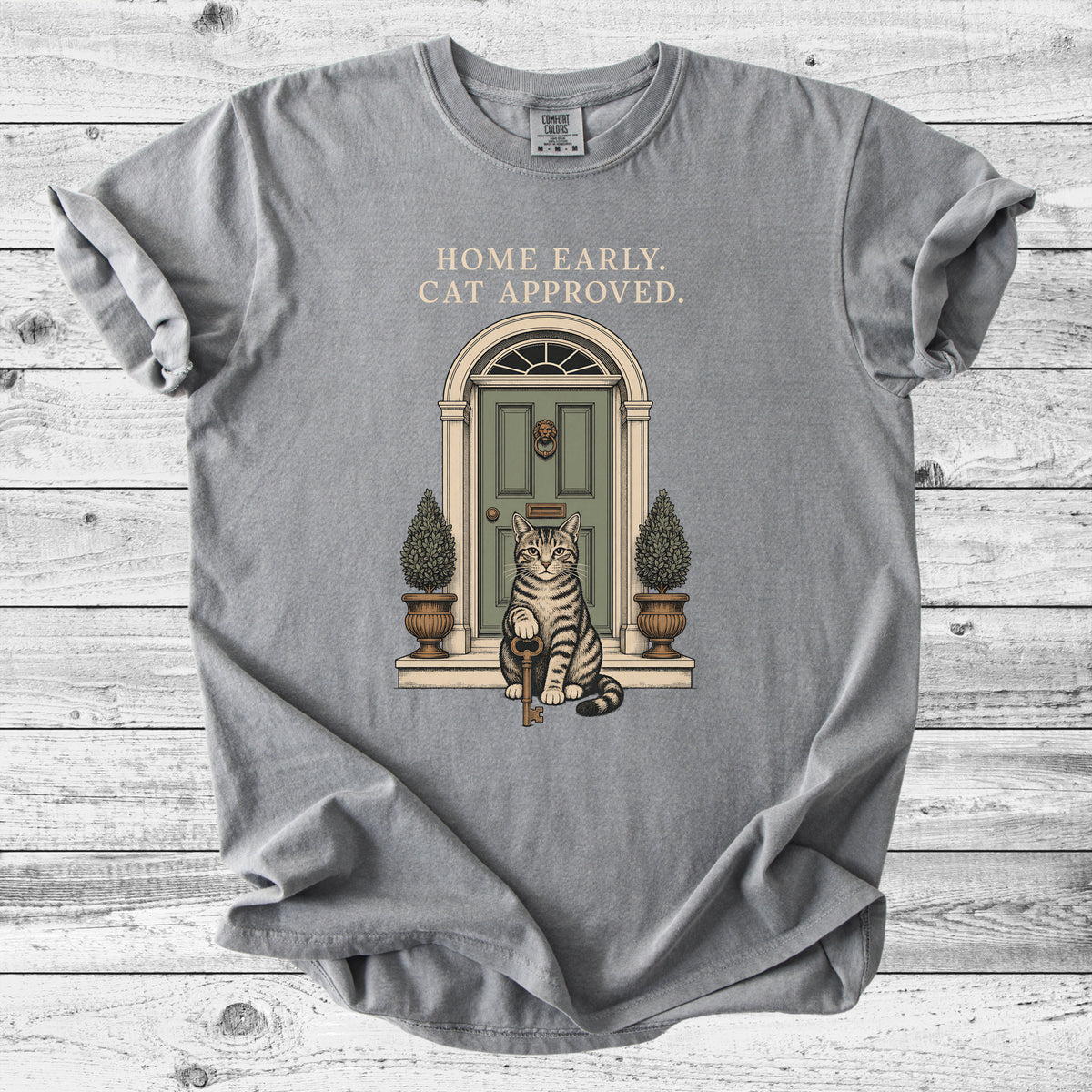 Home Early, Cat Approved T-Shirt | Introvert Cat Mom Gift