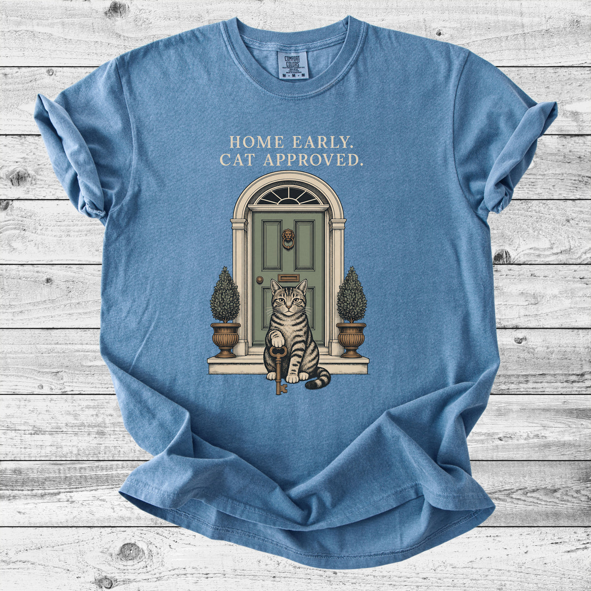 Home Early, Cat Approved T-Shirt | Introvert Cat Mom Gift
