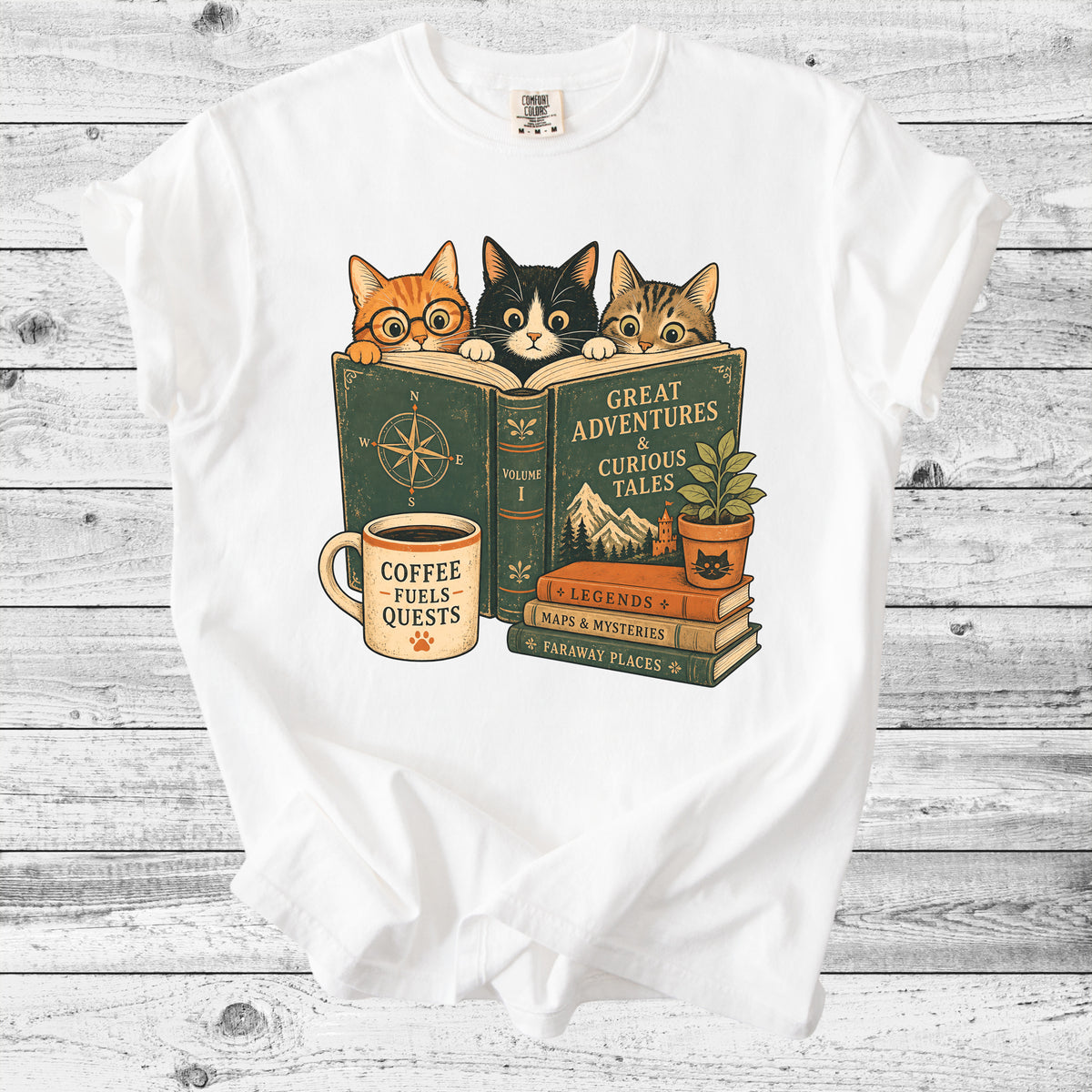 Reading Cats T-Shirt | Cute Cat & Book Lover Gift