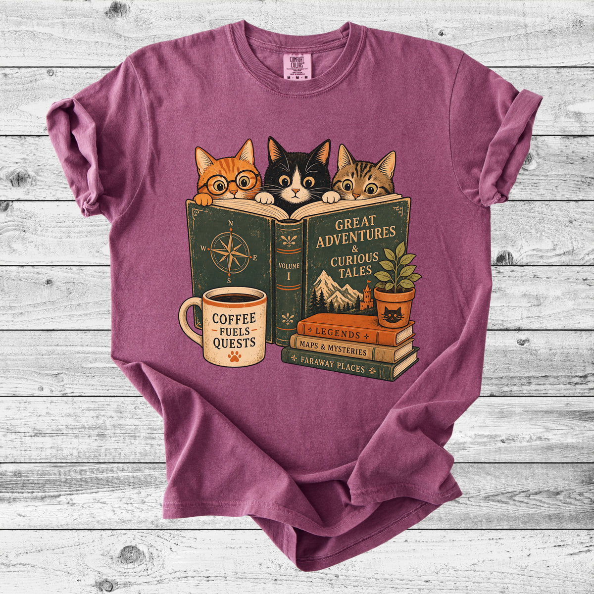 Reading Cats T-Shirt | Cute Cat & Book Lover Gift