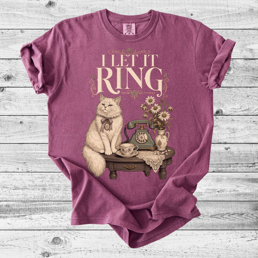 Let It Ring Retro Cat T-Shirt | Cute Introvert Cat Lover Gift