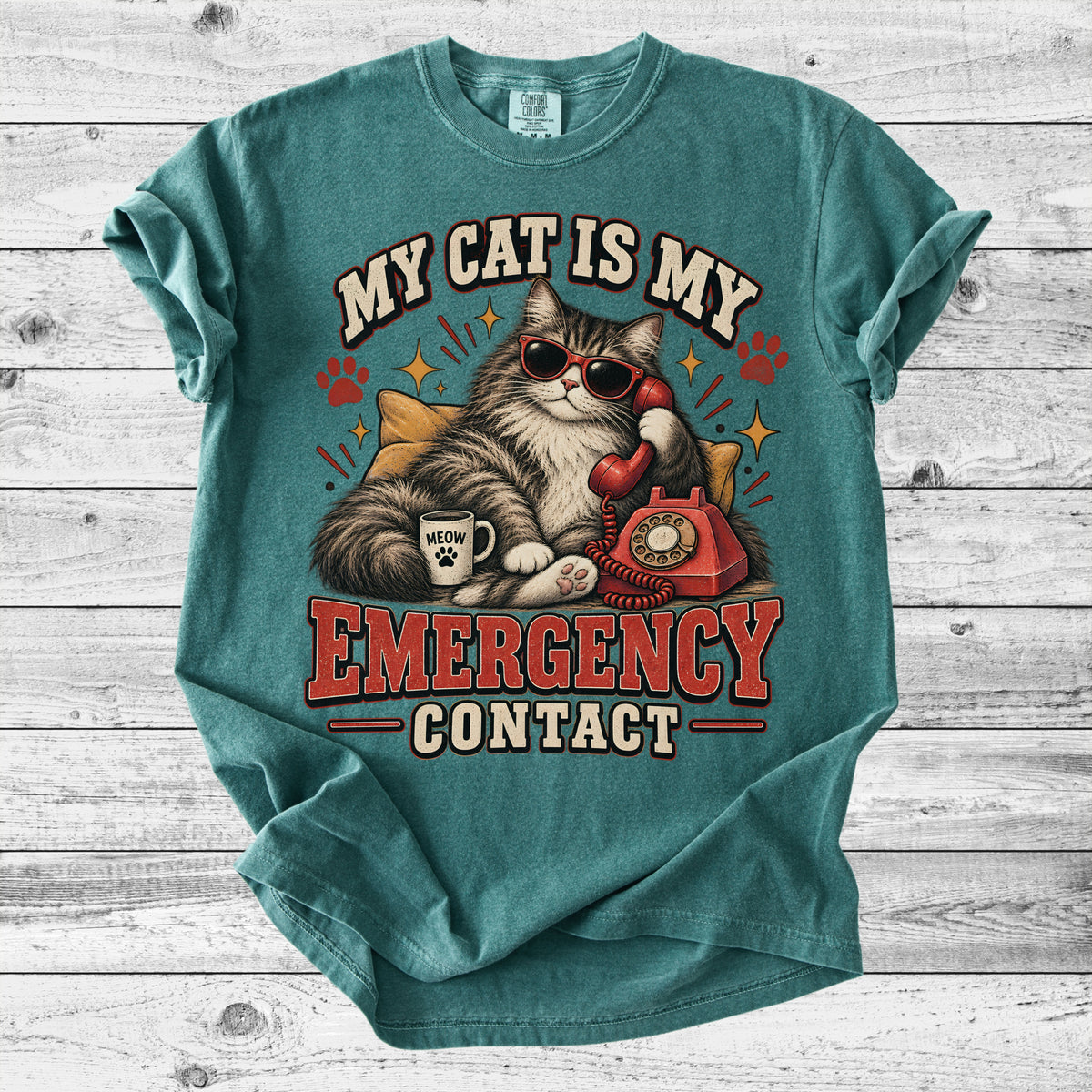 My Cat Is My Emergency Contact T-Shirt | Funny Cat Lover Gift