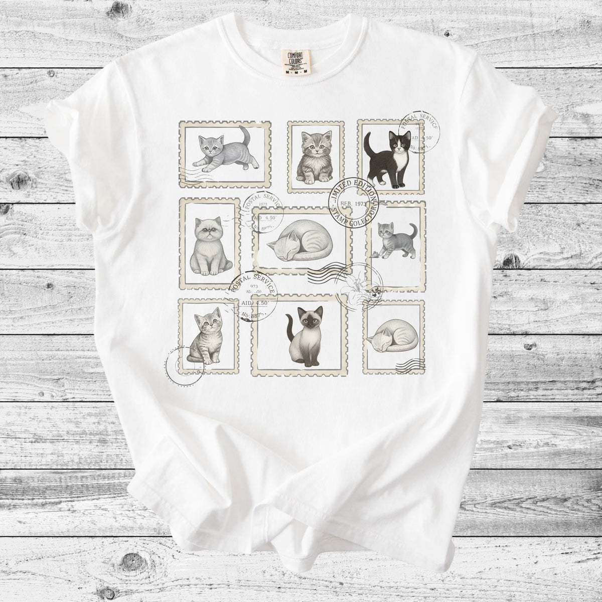 Cat Postal Stamps T-Shirt | Cute Cat Mom Gift